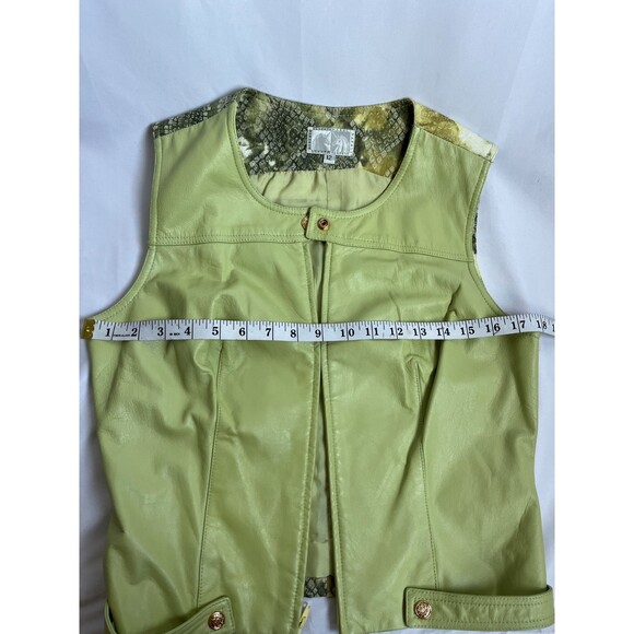 Alberto Makali RARE Kiwi Green Snakeskin Natural Leather Vest 12 Designer Moto - Picture 9 of 10